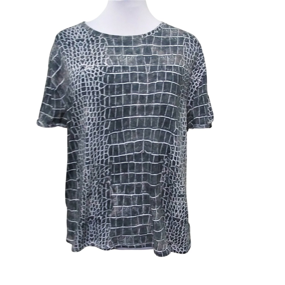 We The Free Free People Python Combo Grey Animal Print Tee OB984986 XS NEW
